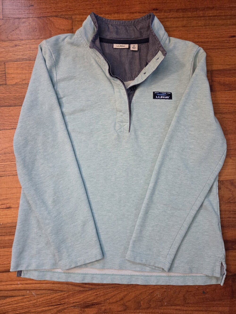 L.L.Bean Light Seafoam Green Quarter-Snap Rugby Pullover